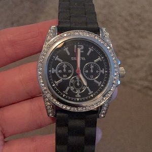 Black Rhinestone Watch